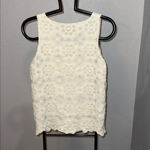 LOFT Cream Floral Lace Tank Top - Picture 5 of 5